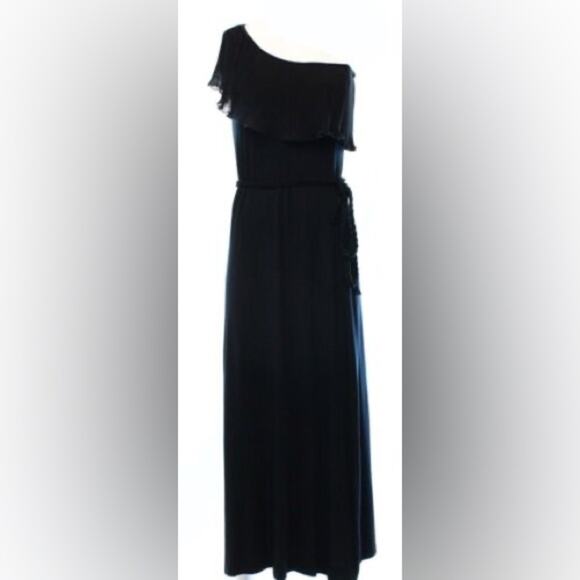 One Sleeve Ruffle Maxi Dress Black Size M - Picture 1 of 10